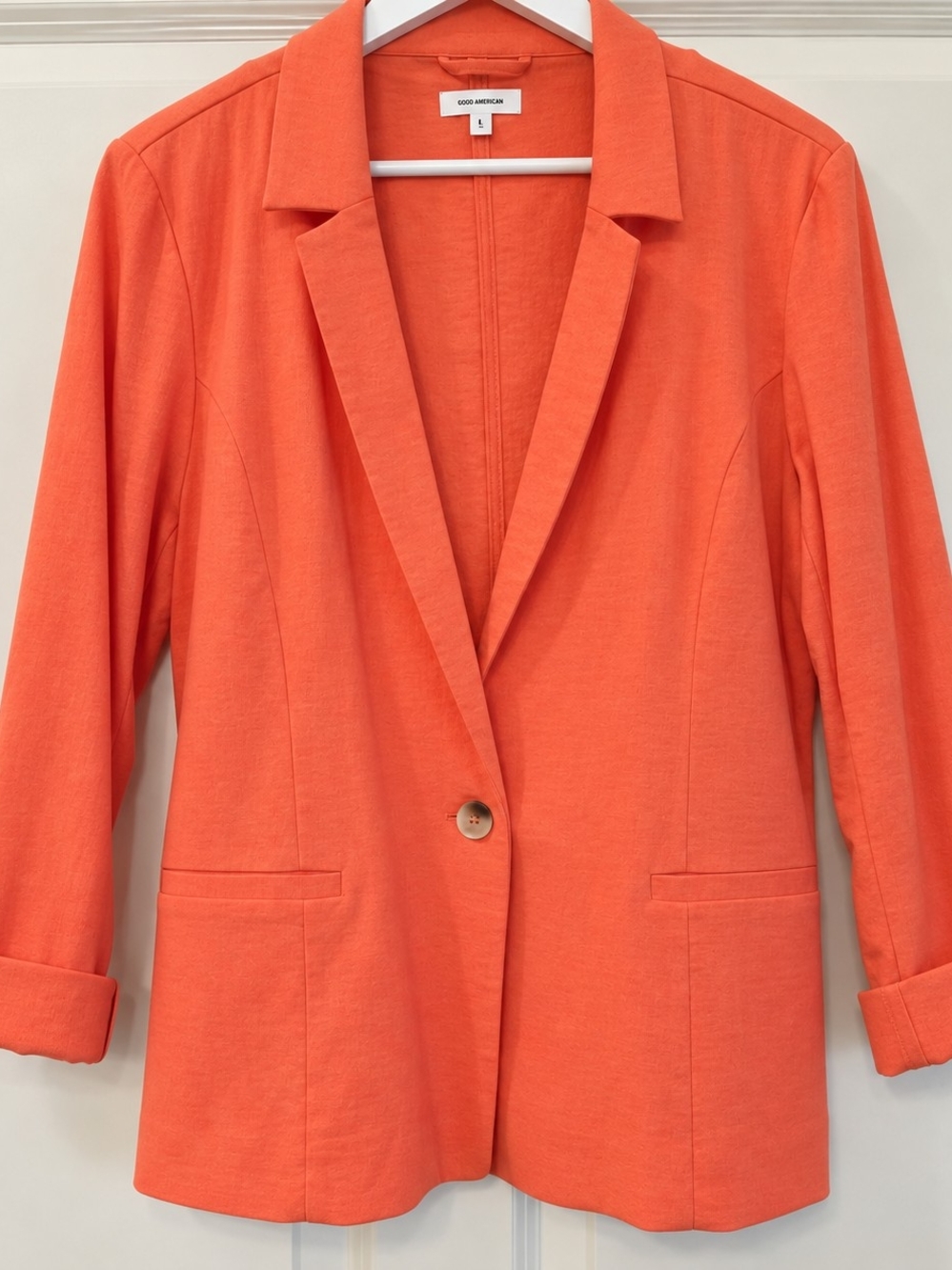 Good American Coral-Orange Single-Button Blazer